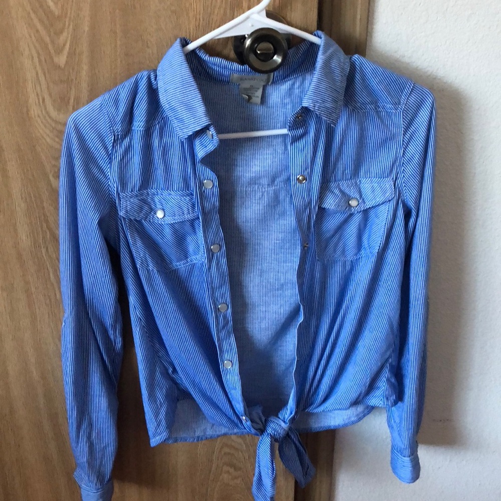 Blue and white blouse